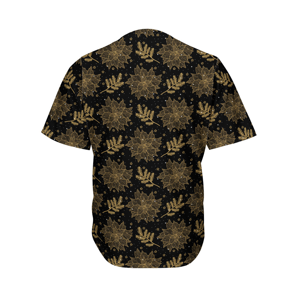 Merry Christmas Poinsettia Pattern Print Men's Baseball Jersey