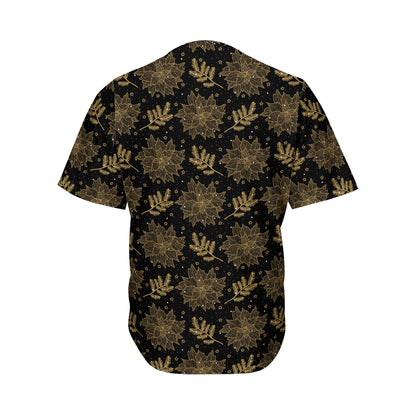 Merry Christmas Poinsettia Pattern Print Men's Baseball Jersey