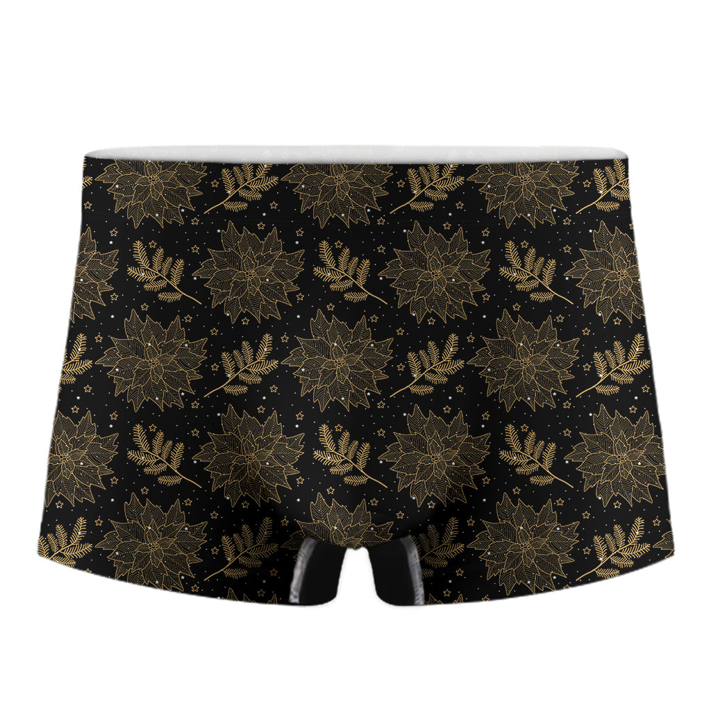 Merry Christmas Poinsettia Pattern Print Men's Boxer Briefs