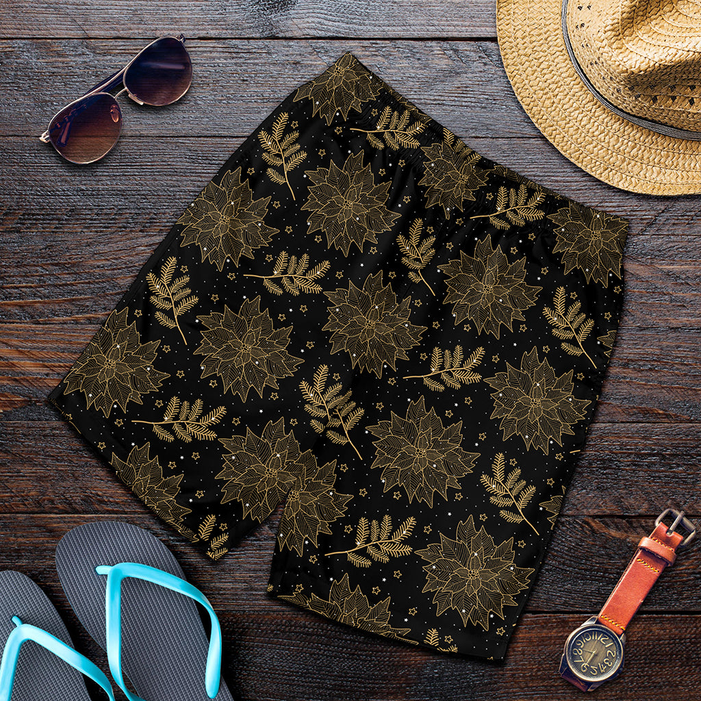 Merry Christmas Poinsettia Pattern Print Men's Shorts
