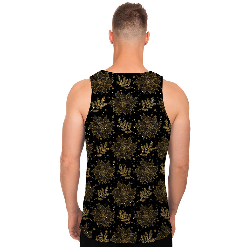 Merry Christmas Poinsettia Pattern Print Men's Tank Top
