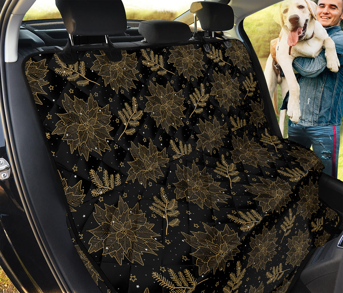 Merry Christmas Poinsettia Pattern Print Pet Car Back Seat Cover