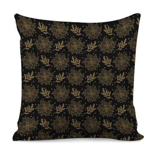 Merry Christmas Poinsettia Pattern Print Pillow Cover
