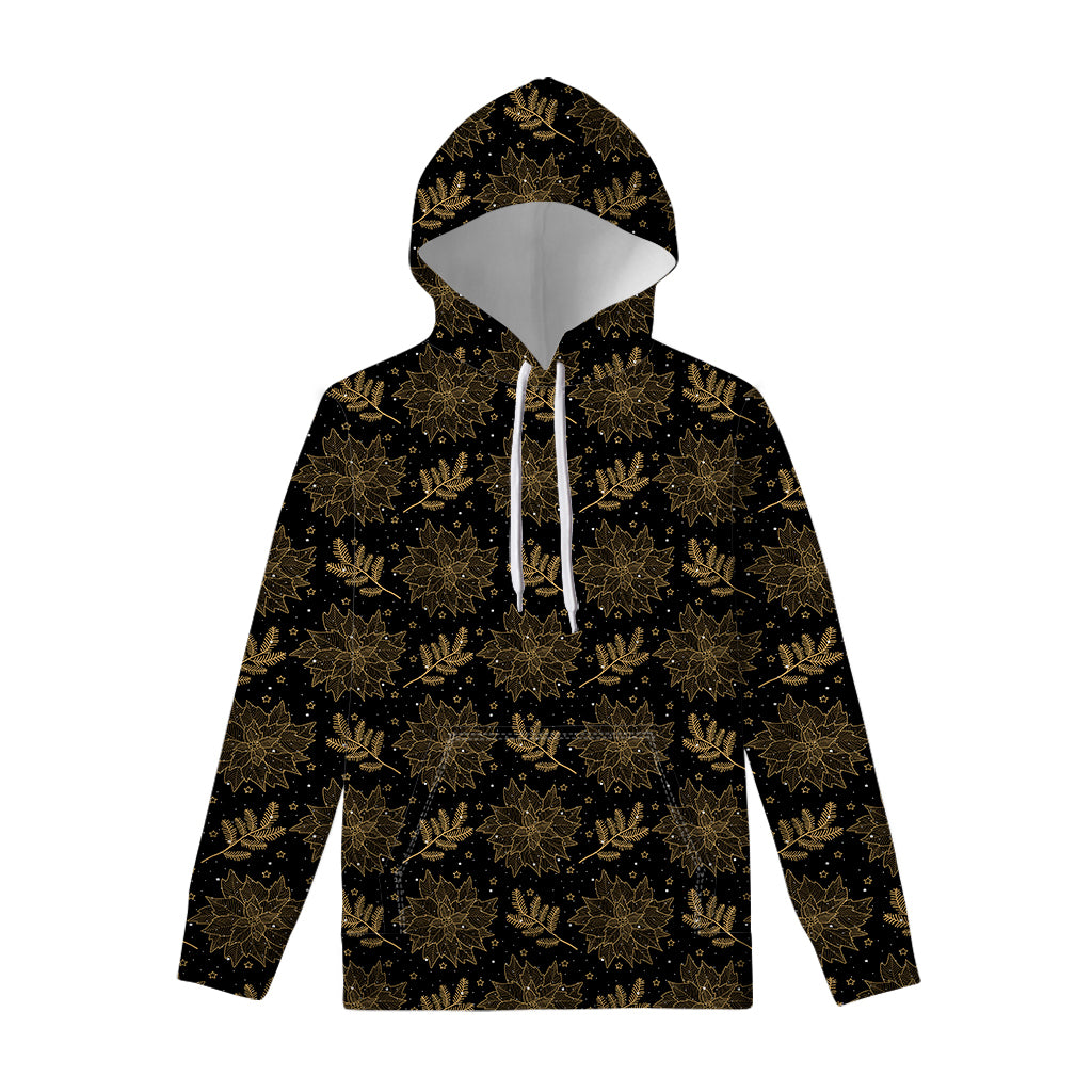 Merry Christmas Poinsettia Pattern Print Pullover Hoodie