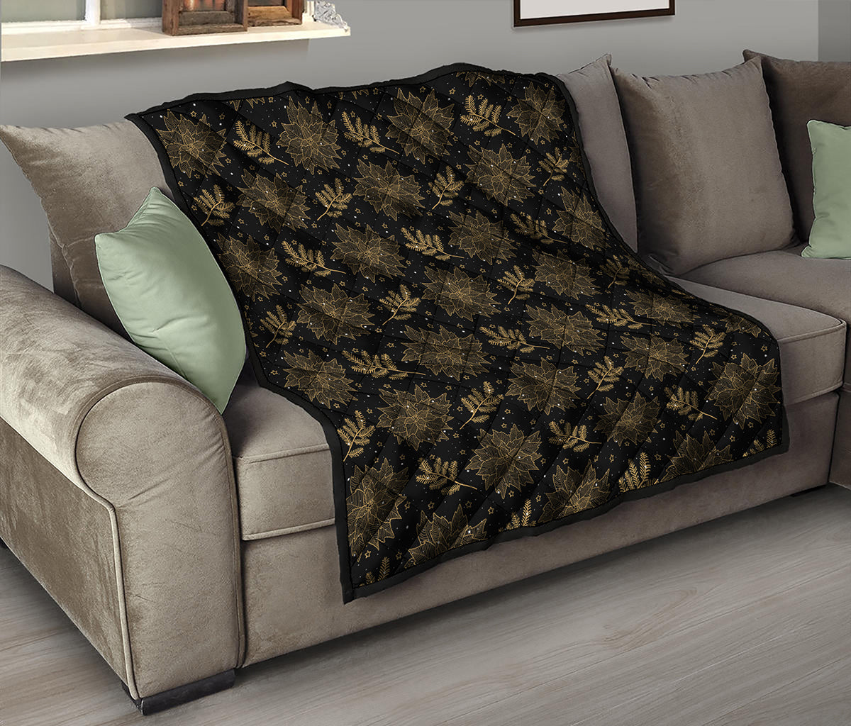 Merry Christmas Poinsettia Pattern Print Quilt