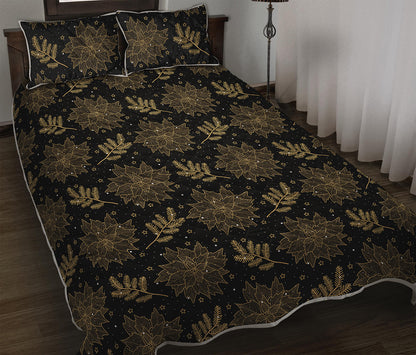 Merry Christmas Poinsettia Pattern Print Quilt Bed Set