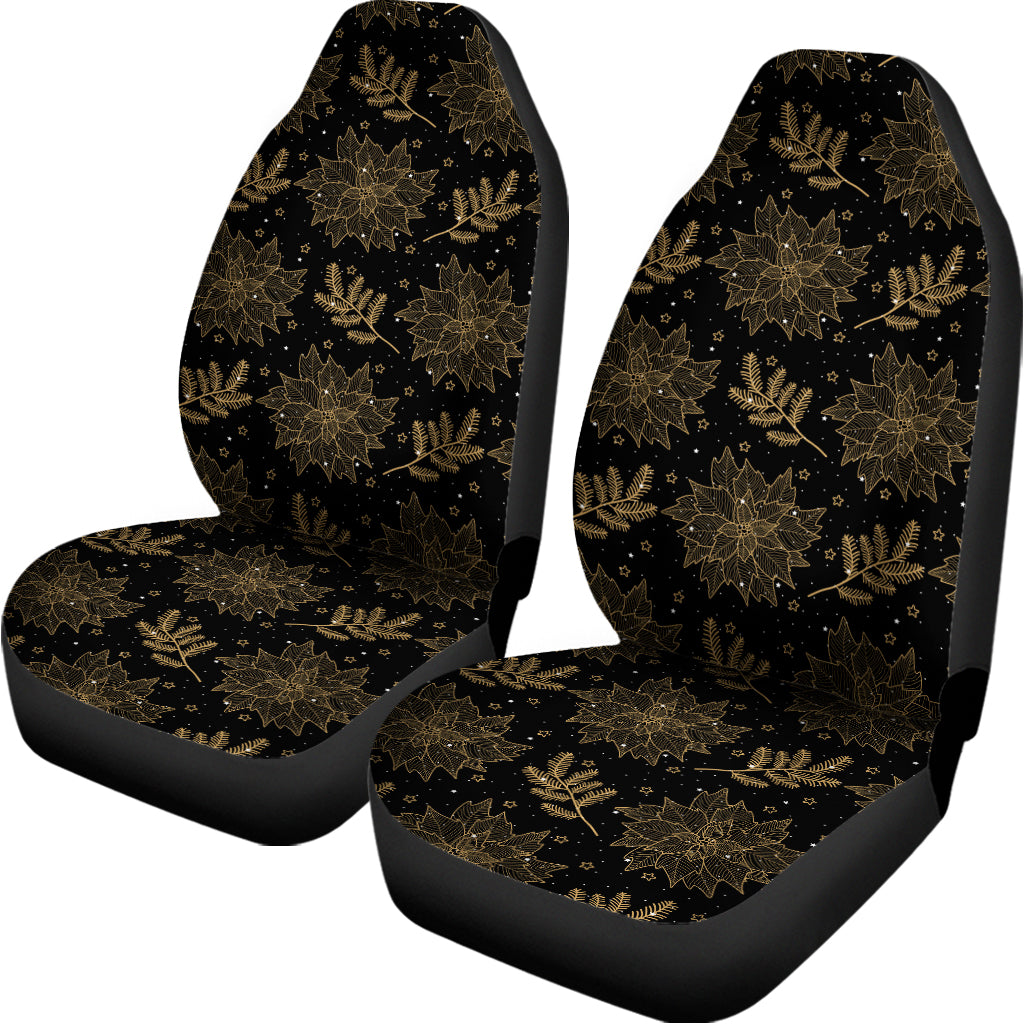 Merry Christmas Poinsettia Pattern Print Universal Fit Car Seat Covers