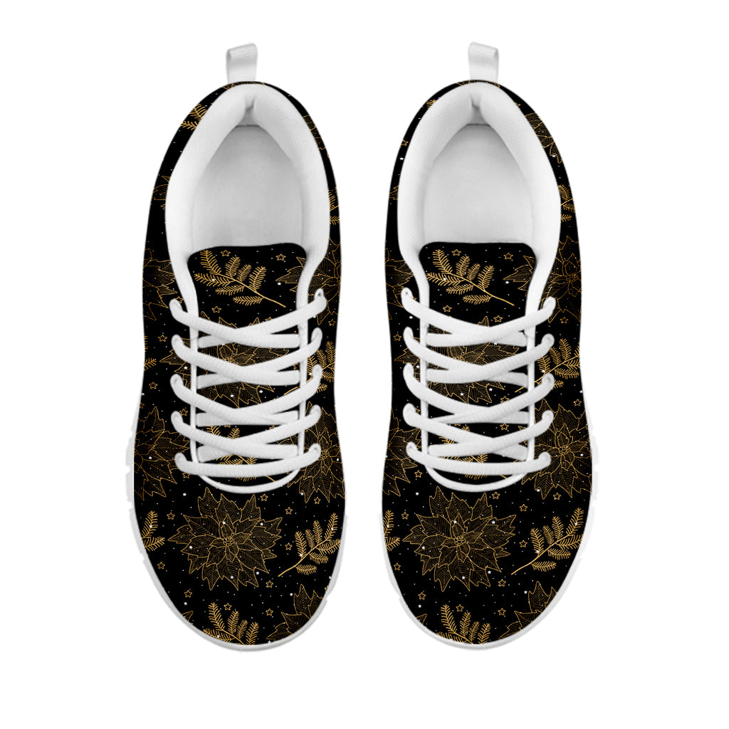 Merry Christmas Poinsettia Pattern Print White Sneakers