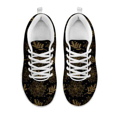 Merry Christmas Poinsettia Pattern Print White Sneakers