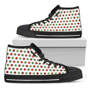 Merry Christmas Polka Dot Pattern Print Black High Top Shoes