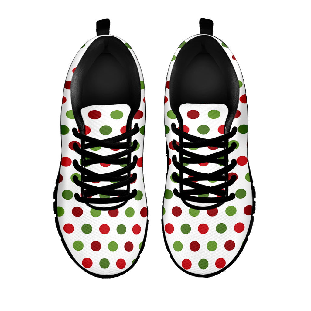 Merry Christmas Polka Dot Pattern Print Black Sneakers