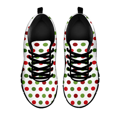 Merry Christmas Polka Dot Pattern Print Black Sneakers