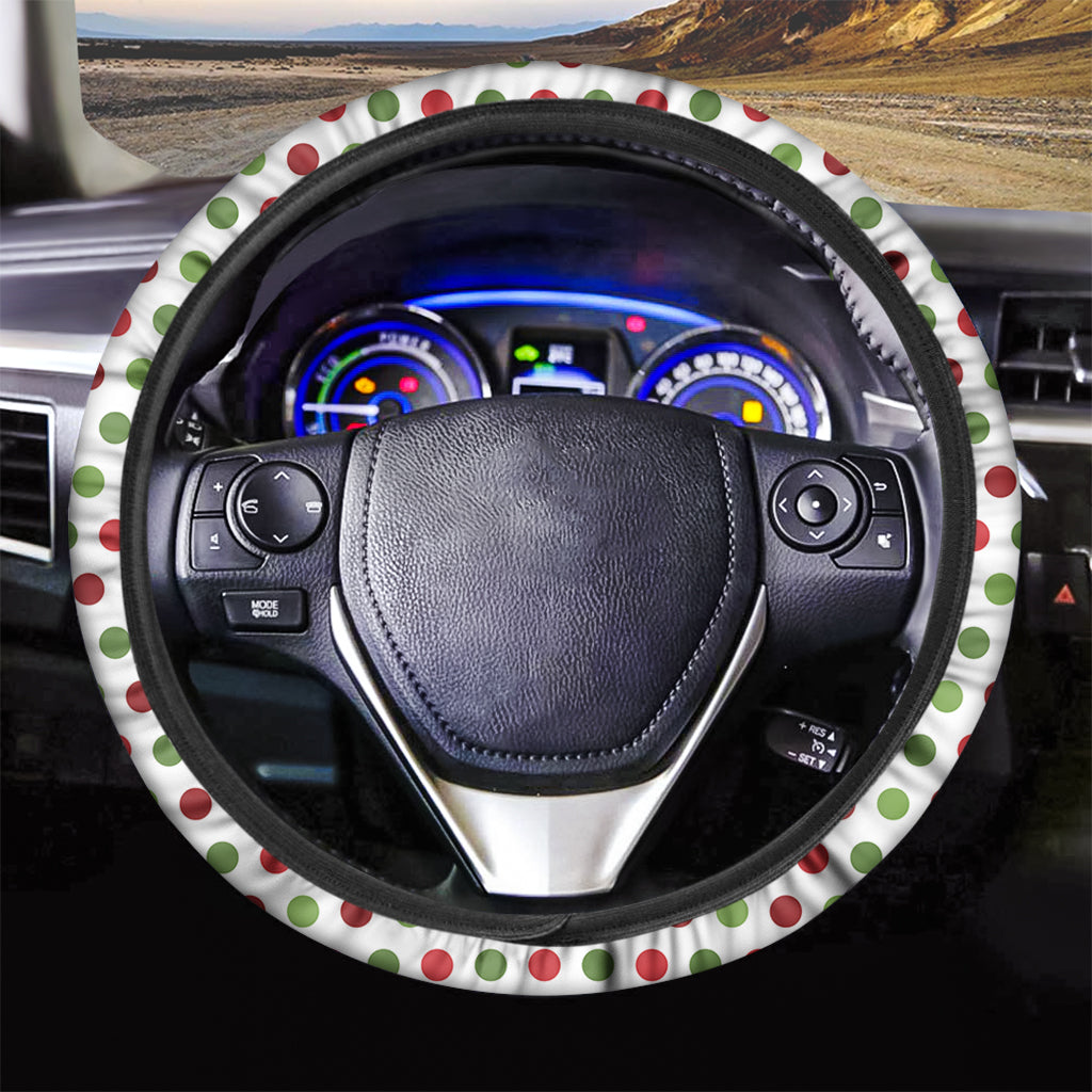 Merry Christmas Polka Dot Pattern Print Car Steering Wheel Cover