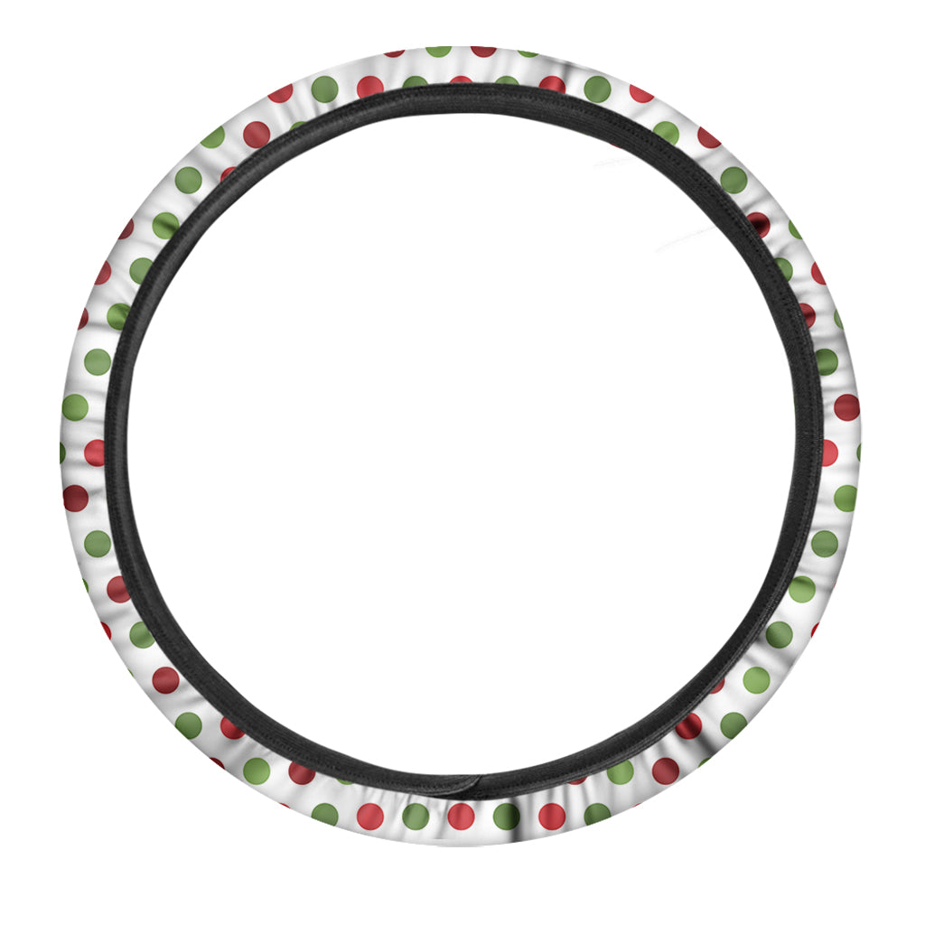 Merry Christmas Polka Dot Pattern Print Car Steering Wheel Cover