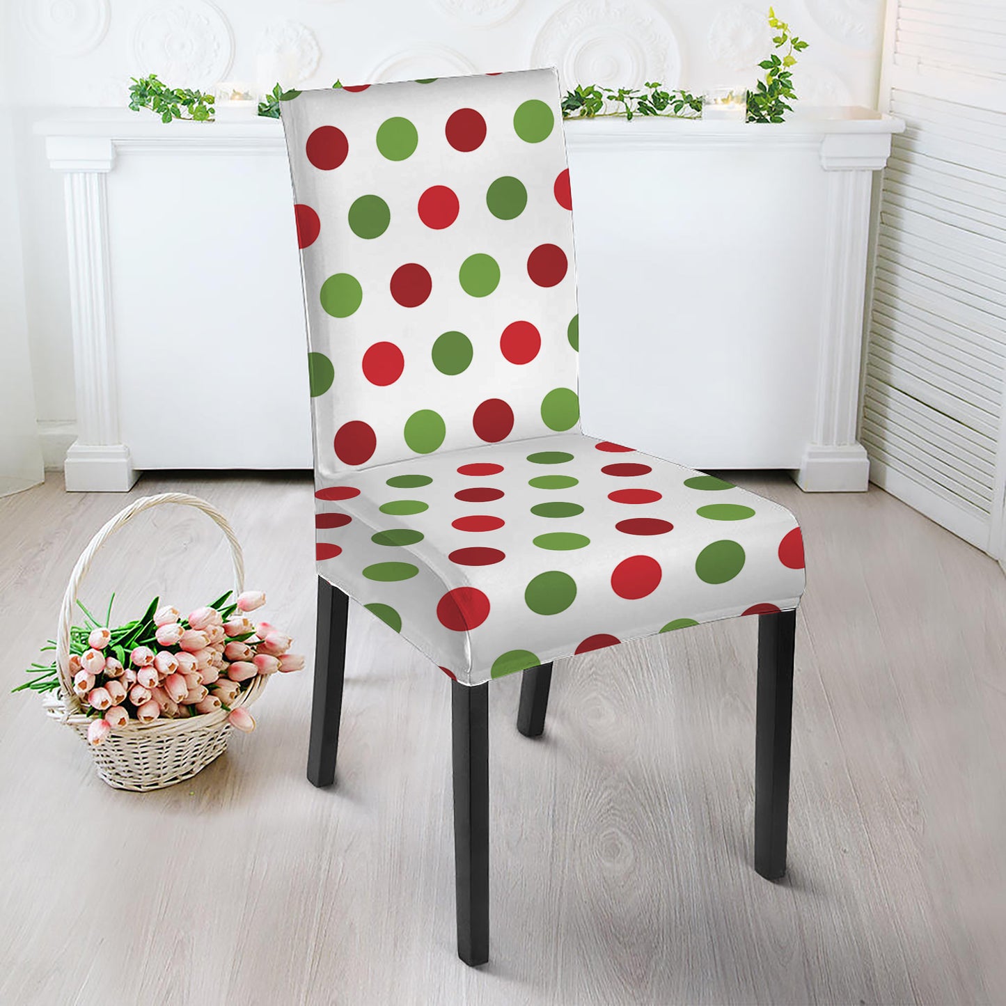 Merry Christmas Polka Dot Pattern Print Dining Chair Slipcover