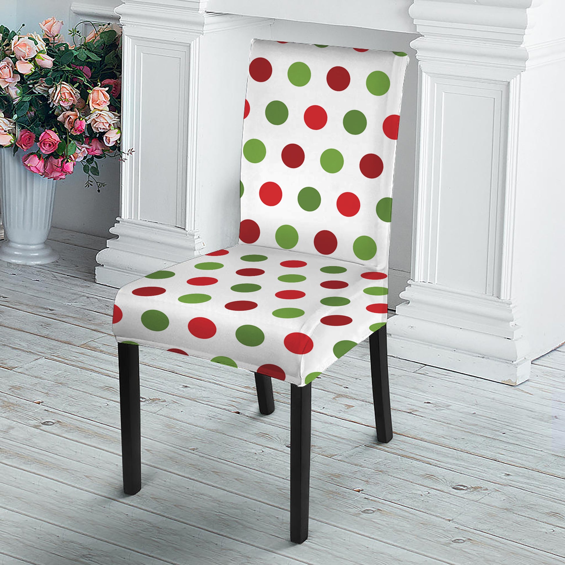 Merry Christmas Polka Dot Pattern Print Dining Chair Slipcover