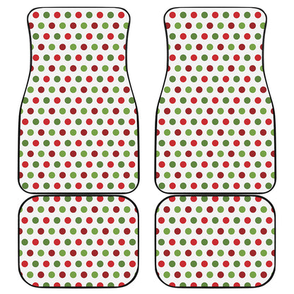 Merry Christmas Polka Dot Pattern Print Front and Back Car Floor Mats