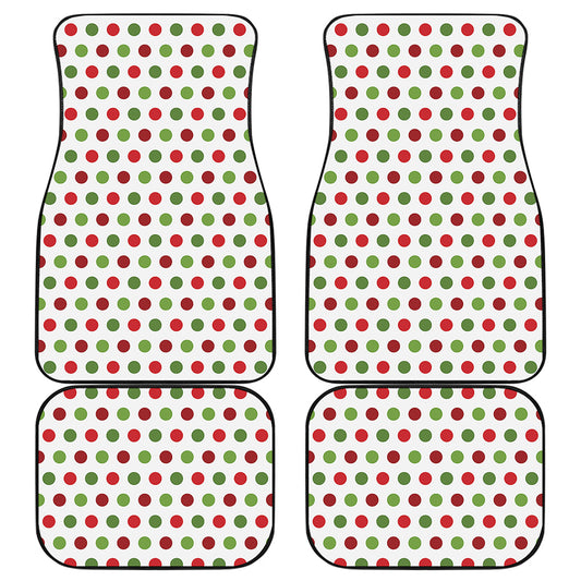Merry Christmas Polka Dot Pattern Print Front and Back Car Floor Mats