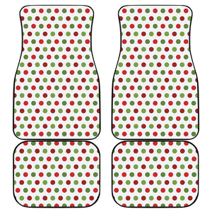 Merry Christmas Polka Dot Pattern Print Front and Back Car Floor Mats