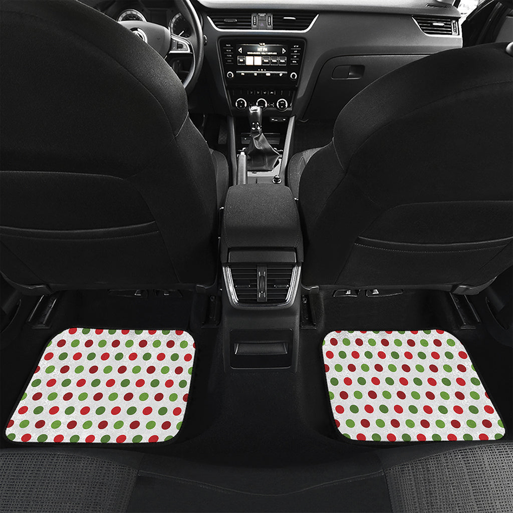 Merry Christmas Polka Dot Pattern Print Front and Back Car Floor Mats