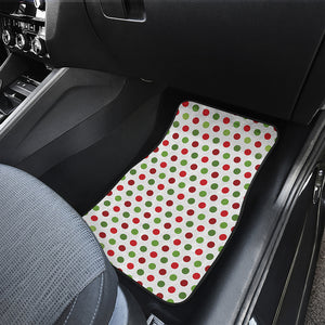 Merry Christmas Polka Dot Pattern Print Front and Back Car Floor Mats