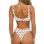 Merry Christmas Polka Dot Pattern Print Front Bow Tie Bikini