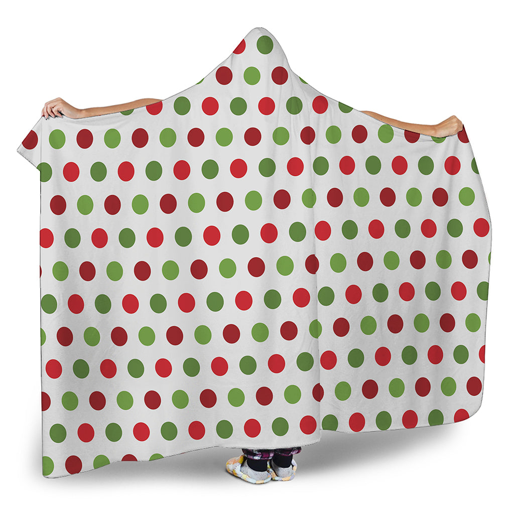 Merry Christmas Polka Dot Pattern Print Hooded Blanket