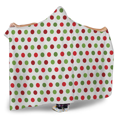 Merry Christmas Polka Dot Pattern Print Hooded Blanket