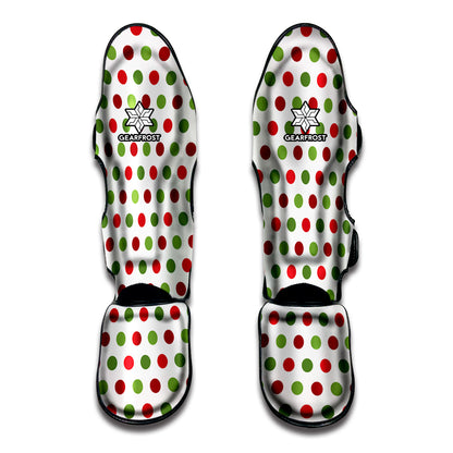 Merry Christmas Polka Dot Pattern Print Muay Thai Shin Guard