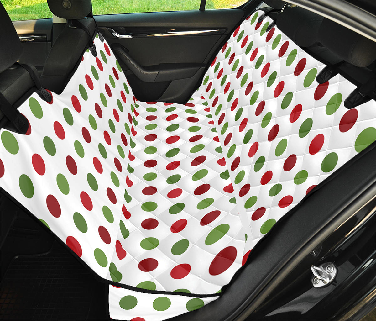 Merry Christmas Polka Dot Pattern Print Pet Car Back Seat Cover