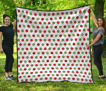 Merry Christmas Polka Dot Pattern Print Quilt