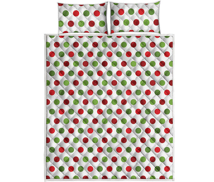 Merry Christmas Polka Dot Pattern Print Quilt Bed Set
