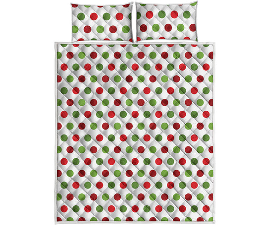 Merry Christmas Polka Dot Pattern Print Quilt Bed Set