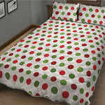 Merry Christmas Polka Dot Pattern Print Quilt Bed Set