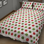 Merry Christmas Polka Dot Pattern Print Quilt Bed Set