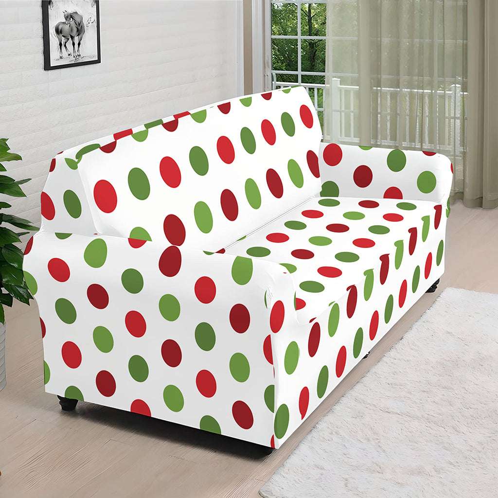 Merry Christmas Polka Dot Pattern Print Sofa Cover