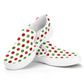 Merry Christmas Polka Dot Pattern Print White Slip On Sneakers