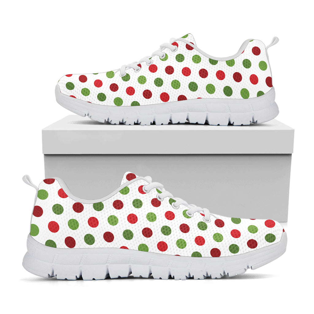Merry Christmas Polka Dot Pattern Print White Sneakers