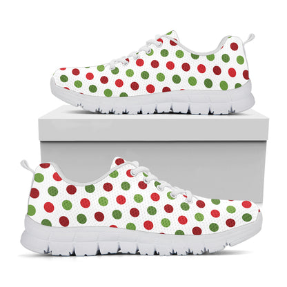 Merry Christmas Polka Dot Pattern Print White Sneakers