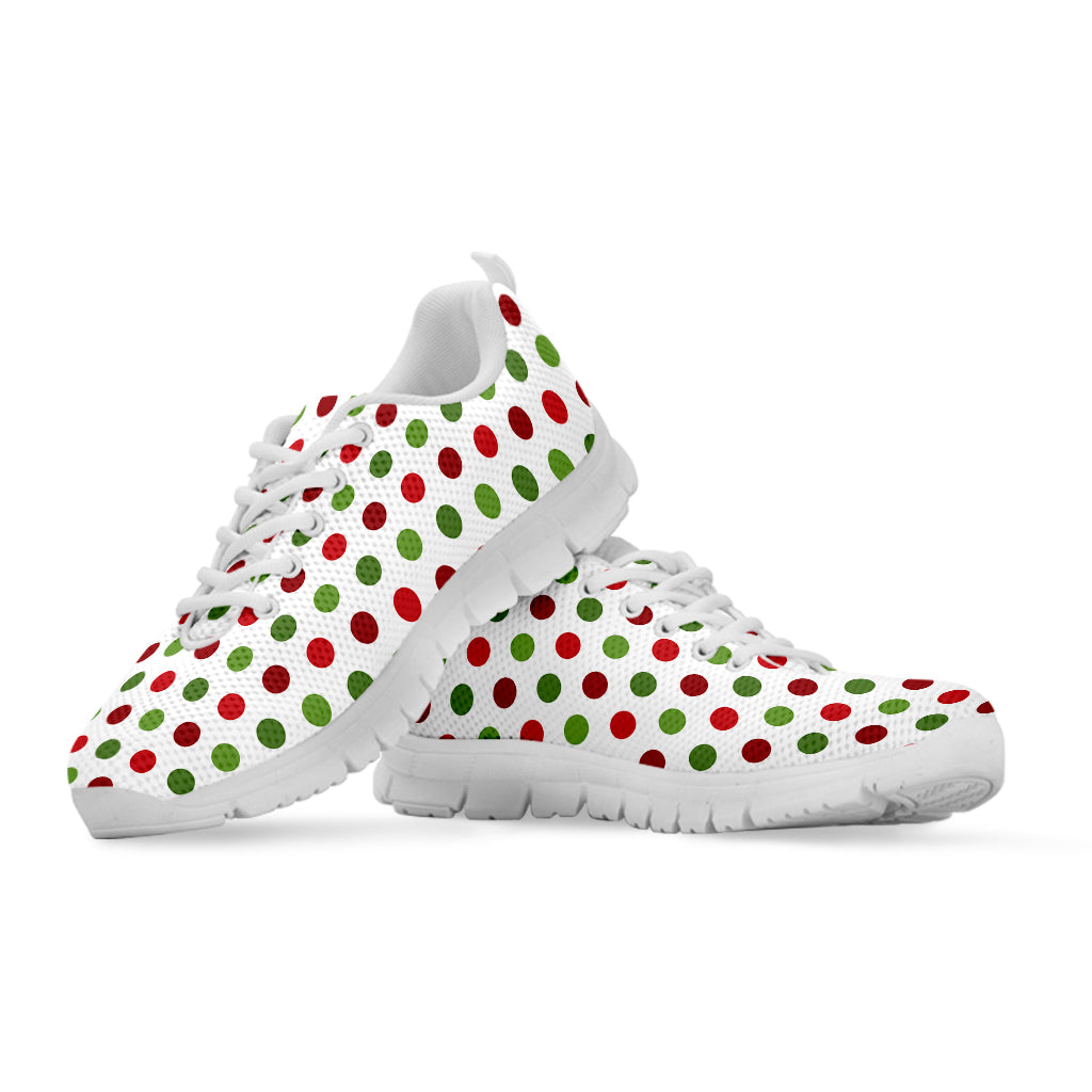 Merry Christmas Polka Dot Pattern Print White Sneakers