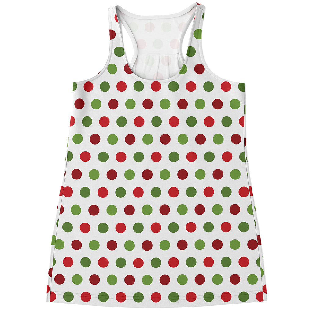 Merry Christmas Polka Dot Pattern Print Women's Racerback Tank Top