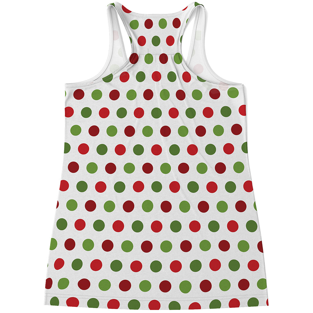 Merry Christmas Polka Dot Pattern Print Women's Racerback Tank Top
