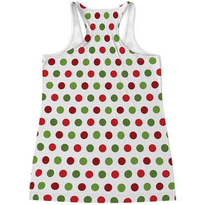 Merry Christmas Polka Dot Pattern Print Women's Racerback Tank Top