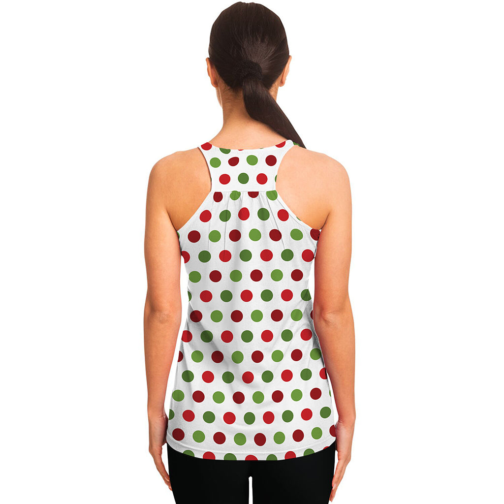 Merry Christmas Polka Dot Pattern Print Women's Racerback Tank Top