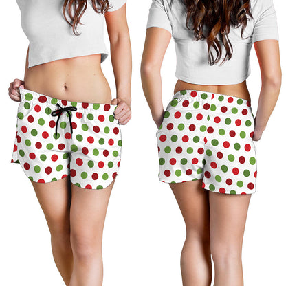 Merry Christmas Polka Dot Pattern Print Women's Shorts