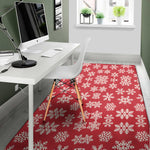 Merry Christmas Snowflakes Pattern Print Area Rug