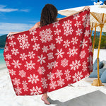 Merry Christmas Snowflakes Pattern Print Beach Sarong Wrap