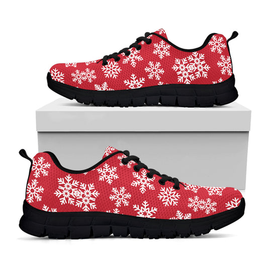 Merry Christmas Snowflakes Pattern Print Black Sneakers