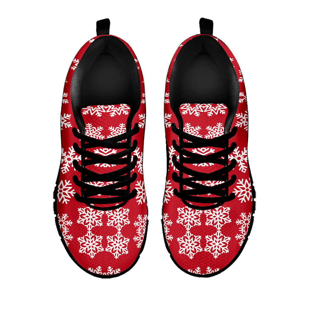 Merry Christmas Snowflakes Pattern Print Black Sneakers