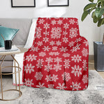 Merry Christmas Snowflakes Pattern Print Blanket